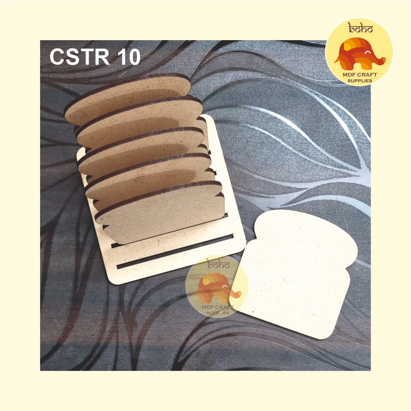 BREAD SLICE COASTERS WITH STAND HOLDER